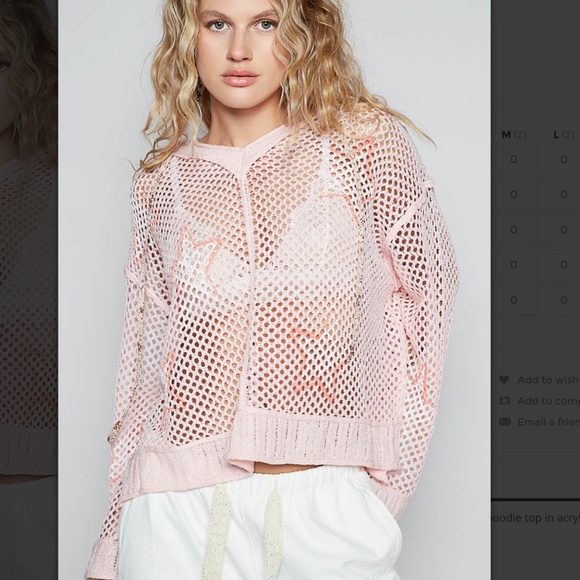 POL “ North Shore” POL Open Knit Hoodie Top with Star Print SR5 - Picture 1 of 6
